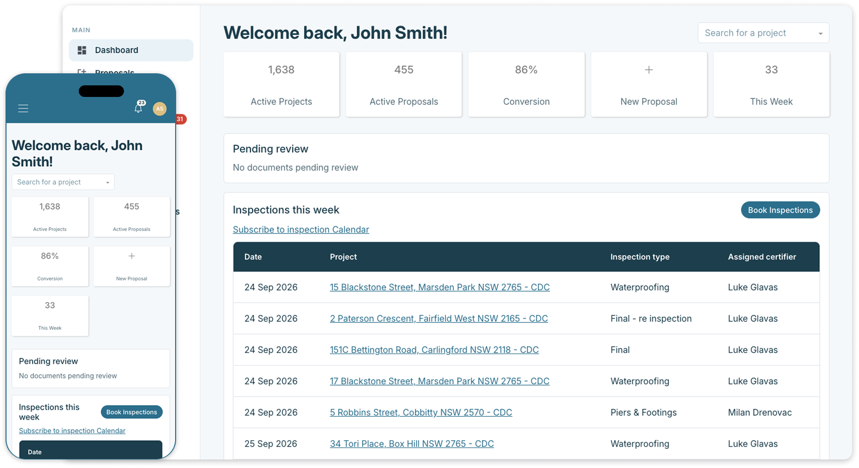 UCert dashboard preview